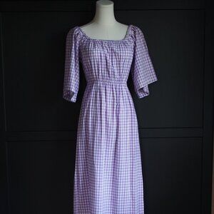 Vintage Handmade Gingham Maxi Circa 1960s Dress